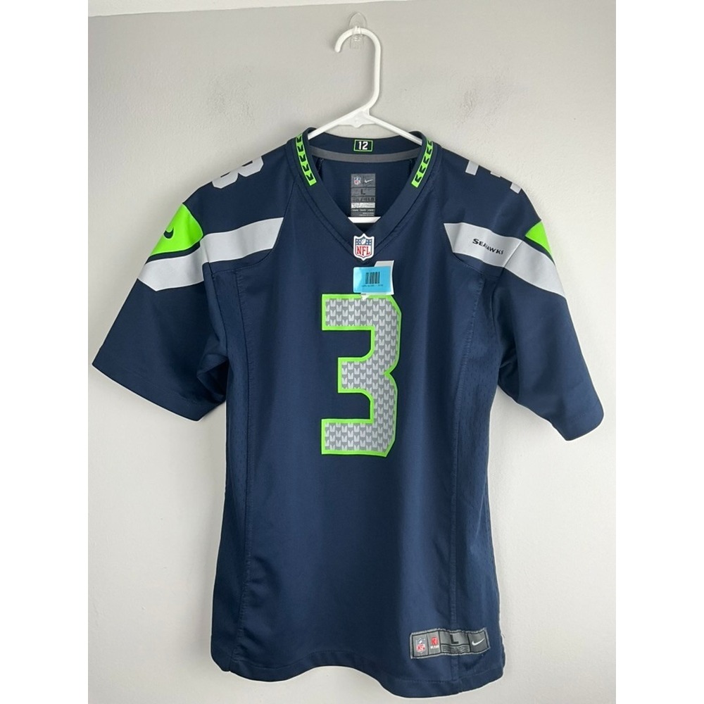 Seattle‎ Seahawks Russell Wilson #3 Football Jersey Youth L Nike Blue On Field